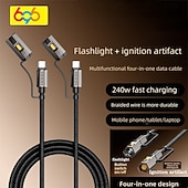 お買い得  充電ケーブル-240W 4-in-1フラッシュライト点火マルチ機能データケーブル2パックApple 17 Proファーウェイシャオミ3.94フィート対応