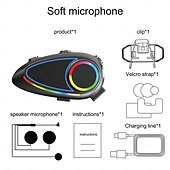 baratos Acessórios para motociclos e quadriciclos-Fones de ouvido Bluetooth para capacete K17, ciclismo, super graves, luz ambiente colorida, microfone capacitivo, assistente de voz inteligente.