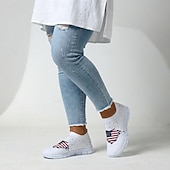 cheap Women Shoes-Women's USA Flag Graphic Slip-On Sneakers - Cushioned Breathable Athletic Shoes, Patriotic Sport Casual Style for Parades, USA, Travel &amp; Daily Wear
