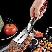cheap Grills &amp; Outdoor Cooking-2pcs Stainless Steel Barbecue Clip, Fish Frying Spatula with Anti-Slip Comfortable Grip, Suitable for Flipping Fish, Eggs, Pizza, Steak, and Fries, Ideal for Home and Restaurant, Outdoor Barbecue Use