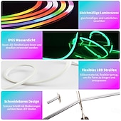 abordables Bandes Lumineuses Intelligentes-Lumières néon LED RGB+IC, lumières LED avec télécommande &amp;Contrôle via application, étanche IP65, compatible avec une utilisation extérieure, synchronisation musicale, design personnalisable, ruban
