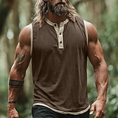 abordables Camisetas sin mangas de gimnasio-Hombre Camiseta sin mangas Top Camisetas Interiores Camisa sin mangas Sin Mangas cuello henley Henley Verano Primavera Plano Moda Design Básico Botones Casual Vacaciones Calle Negro Rosa Azul Marino