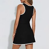 economico Abbigliamento Tennis da donna-Per donna Tinta unita Abito da tennis Gonne da tennis con pantaloncini Abito sportivo Senza Maniche Patchwork Cerniera Tasca Antivento Traspirante Pallavolo Tennis Corsa Girocollo Vestito Lilla Nero