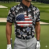  4 iulie 2026, a 250-a aniversare Bărbați Steagul american Golf Tricouri polo sport Manșon scurt Tricouri de polo Cămăși cu guler Casual Îmbrăcăminte Atletică Ținuta de festival Nasturi Primavara vara
