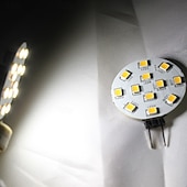 رخيصةأون أضواء LED ثنائي الدبوس-مصباح LED G4، مزود بوظيفة حماية من التداخل الكهرومغناطيسي، أبيض/أبيض دافئ، ثنائي الأطراف، قرص LED، طرف جانبي JC، جهد منخفض 12-24 فولت تيار متردد/مستمر، مؤشر تجسيد اللون 85، 350 لومن، 10 قطع