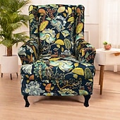 cheap Wingback Chair Cover-Wingback Chair Cover Floral Striped Geometric Printed Polyester Slipcover Full Cover Modern Foldable Korean Style Chair Protector Seat Cover Armchair Cover