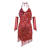 economico Top e Set-Vestito da performance samba con frange di paillettes per la festa di danza latina