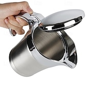 levne Šálky a hrnečky-Nerezový omáčník o objemu 500/750 ml s výklopným víkem, izolovaný omáčník, ideální pro nalévání omáčky a smetany, bezpečný pro mytí nádobí, ideální pro domácí i restaurační použití
