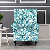 preiswerte Bezug für Ohrensessel-Ohrensesselbezug, floral gestreift, geometrisch bedruckt, Polyester-Überzug, Komplettbezug, moderner faltbarer Stuhl im koreanischen Stil, Sitzschutz, Sesselbezug