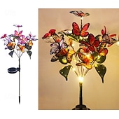 tanie Dekoracyjne światła-Oświetlenie solarne ogrodowe zewnętrzne wodoodporne dekoracyjne oświetlenie solarne zewnętrzne motyle kwiatowe dekoracja ogrodu patio trawnik, prezenty na Dzień Matki, mamy i kobiety