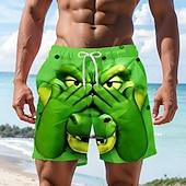  Homens Desenho Animado Crocodilo Cobrir os olhos Calção Justo de Natação Shorts de Natação Bermuda de Surf Cintura Média Havaiana Engraçado férias na praia Bolsos laterais Forro de malha Cintura