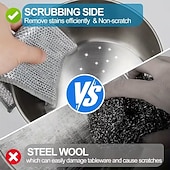 abordables Nettoyage de la cuisine-Lot de 24 torchons en fil d'acier multi-usages anti-rayures - chiffons à récurer réutilisables, à séchage rapide et sans odeur pour la vaisselle, le nettoyage des ustensiles de cuisine, des éviers et