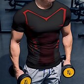 ieftine tricouri de bază-Bărbați Tricou Tee Top Mânecă scurtă Stil Nautic Vară Primăvară Toate Sezoanele Geometric Simplu Modă Sportiv De Bază Uscare rapidă Sporturi &amp; Exterior Fitness Îmbrăcăminte de Sport  Albastru piscin