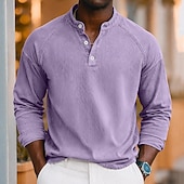 levne základní trička-SoftFade™ Pánské Tričko Henley košile 100% Bavlna Kyselé praní Tričko Krátký rukáv Jednoduché Solidní Vintage Streetwear Příležitostné Barvené Prané Raglánové rukávy Postavený límec Henley Ulice