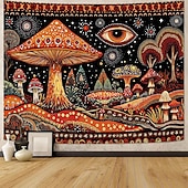 お買い得  タペストリー 壁掛け-サイケデリックなキノコのタペストリー、トリッピーな目玉の壁掛け、星空の夜、銀河、森の風景、ヨガルーム、瞑想スペース、寝室の装飾用ウォールアート