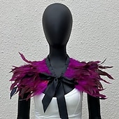 cheap Accessories-Carnival 2026 Rio Carnival Samba Accessories Women's Black Feather Cape Shawl with Satin Ribbon Tie Brazil Festival Performance Costume