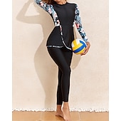 economico Rash Guards Interi-Per donna Standard Top sottomuta Tankini e bikini da surf Costumi da bagno Tropicale Con zip Protezione UV Elastico Manica Lunga Costume da Bagno Surf Immersione Nuoto Estate