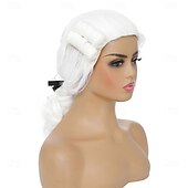  Peruca Colonial para Mulheres Fantasia de George Washington Peruca para Fantasia (Branca)