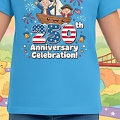  Mädchen 3D Grafik 250-jähriges Jubiläum T-Shirt Kurzarm 3D-Druck Sommer Frühling Sport Mode Streetwear Kinder 4-12 Jahre Rundhalsausschnitt Lässig Täglich Outdoor Normale Passform