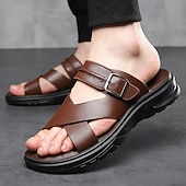 economico Infradito da Vacanza-sandali da uomo marroni con cinturini incrociati, comodi e resistenti, perfetti per i golfisti e le attività estive all'aperto