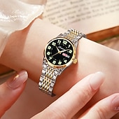 billiga Kvartsklockor-Klassisk Damklocka Original Kvarts Klocka Rhinestone Urskiva Luminös Datum och Kalenderfunktion Trendig Moderiktiga Affärsluxusklocka Bästa Val för Födelsedagspresent Mors Dag