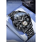 levne Mechanické hodinky-Nové pánské business hodinky značky Olevs s luminiscenčním displejem, věčným kalendářem a týdenním zobrazením. Plně mechanické hodinky s dutým rotorem pro běžné nošení, voděodolné, vhodné pro sport.