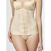 Недорогие Фитнес-корсет Waist Trainer-Жен. Корректирующее белье Тренажер для талии На каждый день Чистый цвет Кружева Эластичная талия Повседневные Без рукавов Черный Бежевый Лето Весна Осень Зима Приталенный крой