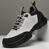 economico Sneakers Casual-scarpe da ginnastica sportive grigie da uomo, tomaia in mesh traspirante, suola ammortizzante, stile sportivo moderno, adatte per camminare, viaggiare e abbigliamento casual