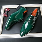 preiswerte Derby Schuhe-Schwarze Herren-Hochzeitsschuhe aus Kunstleder mit Lackfinish – luxuriöse Hochzeitsschuhe für Bräutigame und festliche Anlässe