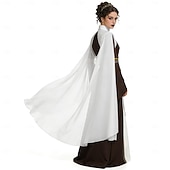 levne Šaty-Středověké Renesanční Šaty Pláštěnka Dámské šaty Čerodějnice Šlechtic Královský oděv Maškarní kostým Dámské Keltské Fantazie předvečer Všech svatých Karneval Výkon LARP Ren Faire Dospělé Šaty