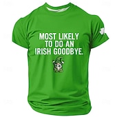 cheap St. Patrick's Day T shirts-St. Patrick Men's Shamrock Irish T Shirt Short Sleeve T shirt 3D Print Crew Neck Shirt Designer Casual Club Party Holiday Black Light Green Dark Green Summer Spring Clothing Apparel S M L XL