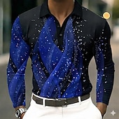  Per uomo Geometrico Polo Manica Lunga Magliette polo Bavero Business Casual All'aperto Streetwear Athleisure Abbigliamento quotidiano Stampa 3D Bottoni Primavera Autunno Blu Rosso Viola