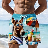  رجالي كارتون حمار مضحك ترونكس السباحة شورتات السباحة شورتات التزلج خصر متوسط ستايل هاواي شاطئ عطلة جيوب جانبية بطانة الشبكة خصر مرن برباط مصمم ملابس