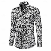 economico Cime-Retrò Vintage Anni '70 Camicia Camicia Aloha Lunghe Hippie Leopardo Costume Per uomo Mascherata Festival Musicale Feste Abbigliamento quotidiano Adulti Camicia