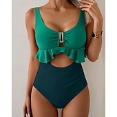 abordables Surfing Tankinis &amp; Bikinis-Mujer Traje de baño 2 Piezas Trajes de baño Color sólido Secado rápido Alta elasticidad Sin Mangas Bañadores Traje de baño Surf Playa Natación Verano