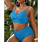 baratos Surfistas Tankinis &amp; Bikinis-Mulheres Padrão Tankinis e biquínis para surfe Roupa de banho 2 Peças Cor Sólida Sem costas Proteção UV Elástico Sem Manga Roupa de Banho Surfe Mergulho Natação Verão