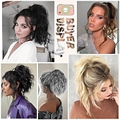 tanie Kucyki-Przedłużanie kucyka - 12-calowe przedłużki z włosów w kucyk ze ściągaczem dla kobiet, syntetyczne, kręcone, falowane, sztuczne kucyki, do codziennego użytku na imprezach (mieszany brąz) 12 cali