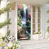 abordables Bannières de Garage et de Porte-Bannière 3D représentant une vieille ruelle, des escaliers en pierre, une vue de rue méditerranéenne, un rideau de porte réaliste et pittoresque, idéal pour la décoration de votre porte d'entrée.