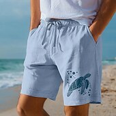 abordables Día festivo-Hombre Tortuga Criaturas del mar Pantalón corto Pantalones cortos de playa Pantalones cortos de algodón Media cintura Hawaiano Casual Diario Playa Festivos Bolsillos laterales Cintura elástica con