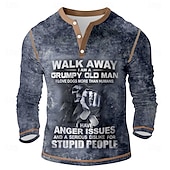  Męskie Graficzny Zabytkowe Koszula Henley Koszulki Długi rękaw Zabytkowe Moda Designerskie Codzienny Na zewnątrz Wiosna Wiosna i jesień Na każdy sezon Ciemnobrązowy Zgniła zieleń Ciemnoszary Granatowy