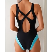 baratos Rash Guards de Uma Peça-Mulheres Padrão Roupa de banho Maiôs One Pieces Retalhos Proteção UV Secagem Rápida Elasticidade Alta Sem Manga Roupa de Banho roupa de banho Surfe Snorkeling Natação Verão