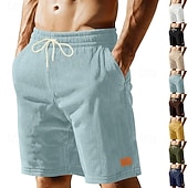 cheap Casual Shorts-Men's Shorts Casual Shorts Corduroy Shorts Pocket Elastic Waist Textured Plain Comfort Breathable Knee Length Casual Outdoor Beach Vacation Fashion Black White Inelastic
