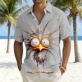economico Uccelli &amp; Animali-Per uomo Cartoni animati Uccello Pulcino Camicia hawaiana estiva Camicia con Bottoni Camicia Aloha Manica Corta Divertente Vacanza Ferie Abbigliamento mare Estate Primavera Collo ripiegato Stampa 3D
