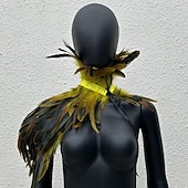 economico Accessori-Accessori Samba Carnevale 2026 Rio Carnevale Mantello Stola Piume Bianche Donna con Collo Alto Costume per Festival in Brasile