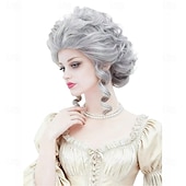 Недорогие Исторические парики-Винтажный короткий белый серебристый кудрявый парик-«улей» для женщин, подходящий для вечеринки на Хэллоуин или костюмированной вечеринки, косплея.