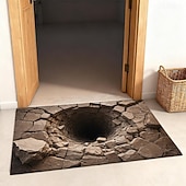 Недорогие Коврики-Трехмерный коврик с оптической иллюзией, глубоким отверстием и эффектом потрескавшегося камня, двухмерная плоская печать для эффектного украшения прихожей.