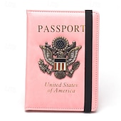 abordables stockage de bagages et de voyage-Porte-passeport anti-RFID pour femmes et hommes, portefeuille de voyage en cuir avec badge métallique 3D, accessoires pour documents de voyage