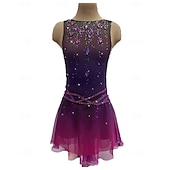 economico Abiti da Pattinaggio Artistico-Figure Skating Dress Women's Girls' Ice Skating Dress Purple Thumbhole Halo Dyeing High Elasticity Professional Competition Skating Wear Thermal Warm Crystal / Rhinestone Sleeveless Ice Skating