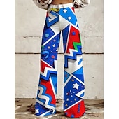  250º Aniversario de EE. UU. Retro Antiguo Años 70 Pantalones Pantalones de pierna ancha Hippie Disco Alta cintura Disfraz Mujer Mascarada 4 de julio Día de la Independencia Adulto Pantalones