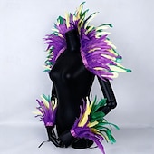 abordables Accesorios-Carnaval 2026, accesorios de samba para carnaval de Río, conjunto de disfraz de fiesta con plumas moradas, verdes y amarillas, disfraz de actuación para festival de Brasil